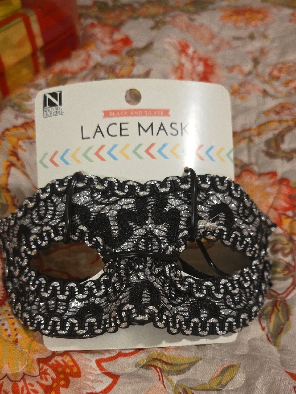 Lace Mask - Black and Silver Women's Accessory